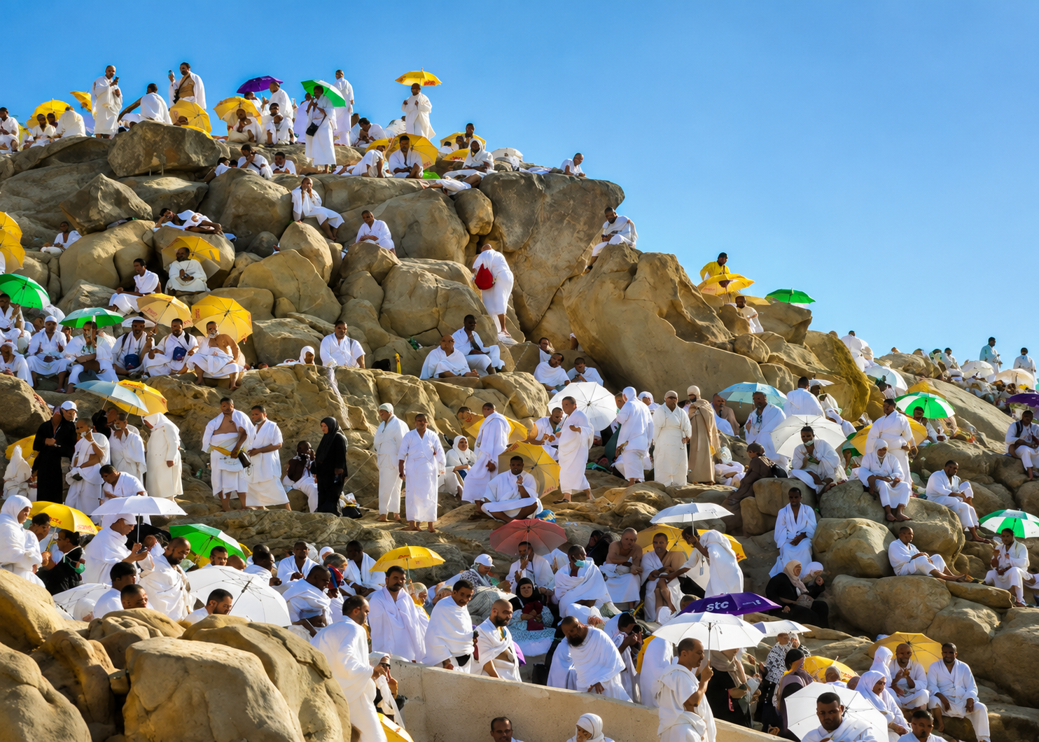 Pilgrims at Mount Arafat during Hajj